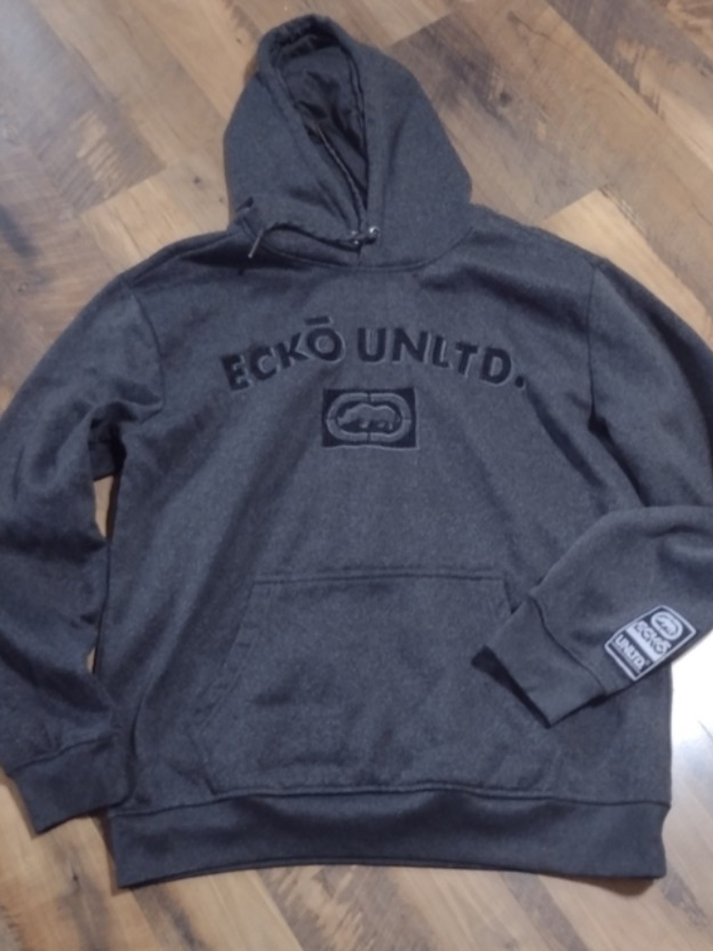 Ecko Unlimited Y2K Streetwear Men’s Charcoal Gray Pullover Hoodie Size Lg